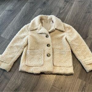 Women’s Free People So Soft Cozy Peacoat XS XSmall cream teddy jacket